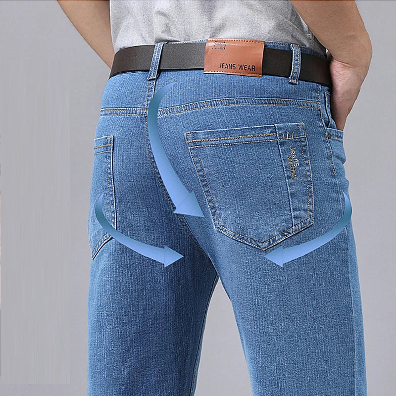 Men's Denim Jeans Thin Summer Straight Business Soft Fashion New High Quality Pants New Arrivals Dropship OL Work Trousers - You Offer