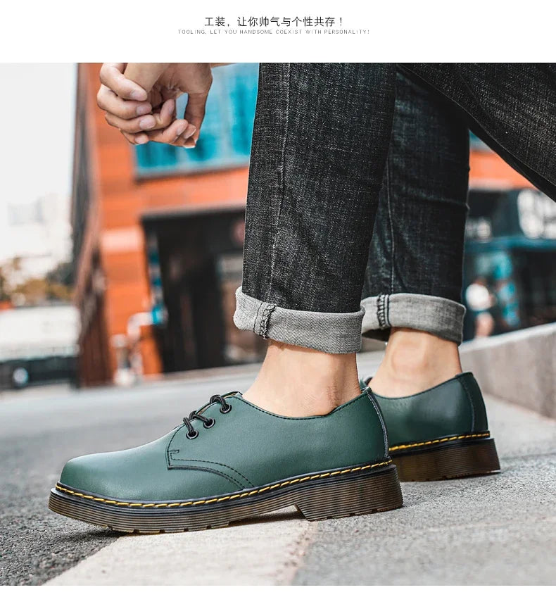 British Style Luxury Shoes Brand Thick Bottom Genuine Leather Oxford Shoes Lace Up Beef Tendon Outsole Work Shoes Casual
