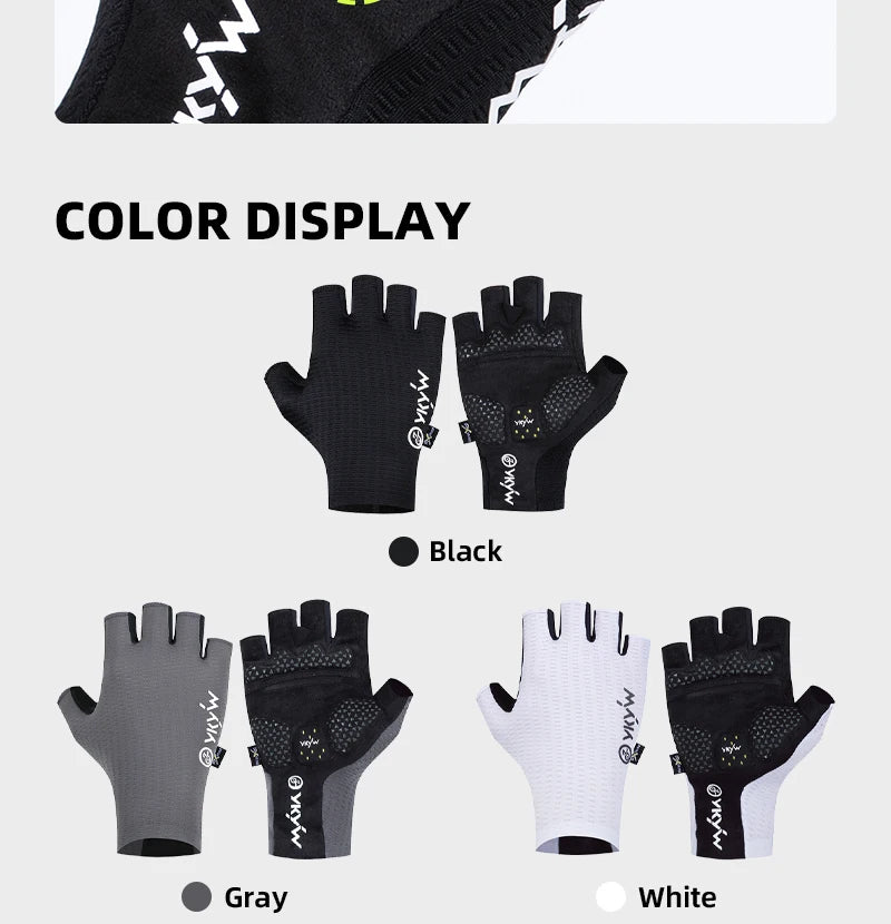 YKYWBIKE 2025 Cycling Sports Gloves PORON XRD Sponge Summer Road Bike Gloves Shock-Absorbing Bicycle MTB Half Finger Gloves