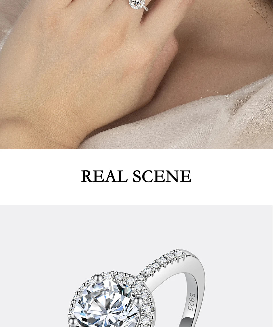 PERFANY Moissanite Ring For Women S925 Pure Silver Plated 18K White Gold Round Diamond Proposal Wedding High-end Jewelry - You Offer