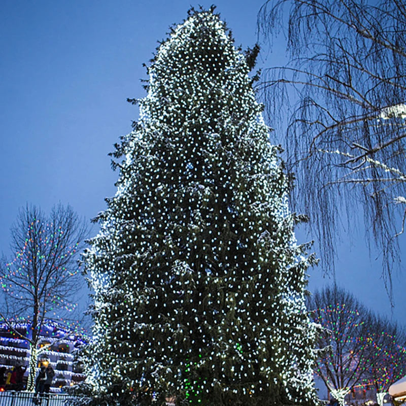 EU Plug Led Net Mesh String Lights 220V Street Garlands Christmas Decorations Outdoor New Year Wedding Party Garden Bush Decor