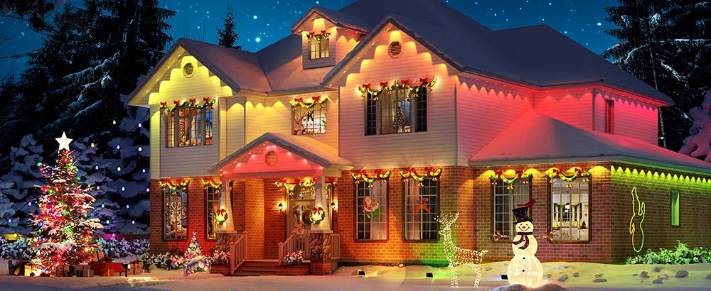 196FT/147FT/98FT/49FT Permanent Outdoor Lights RGB+IC Smart Christmas Lights String Waterproof for New Year Holiday Decorations
