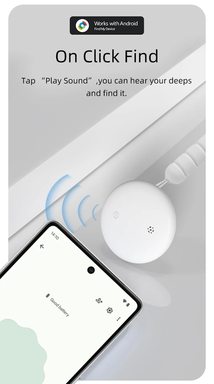 Android AirTag with Magnet Holder Compatible with Google Find My, Waterproof Shockproof Smart Tracker with Protective Cover