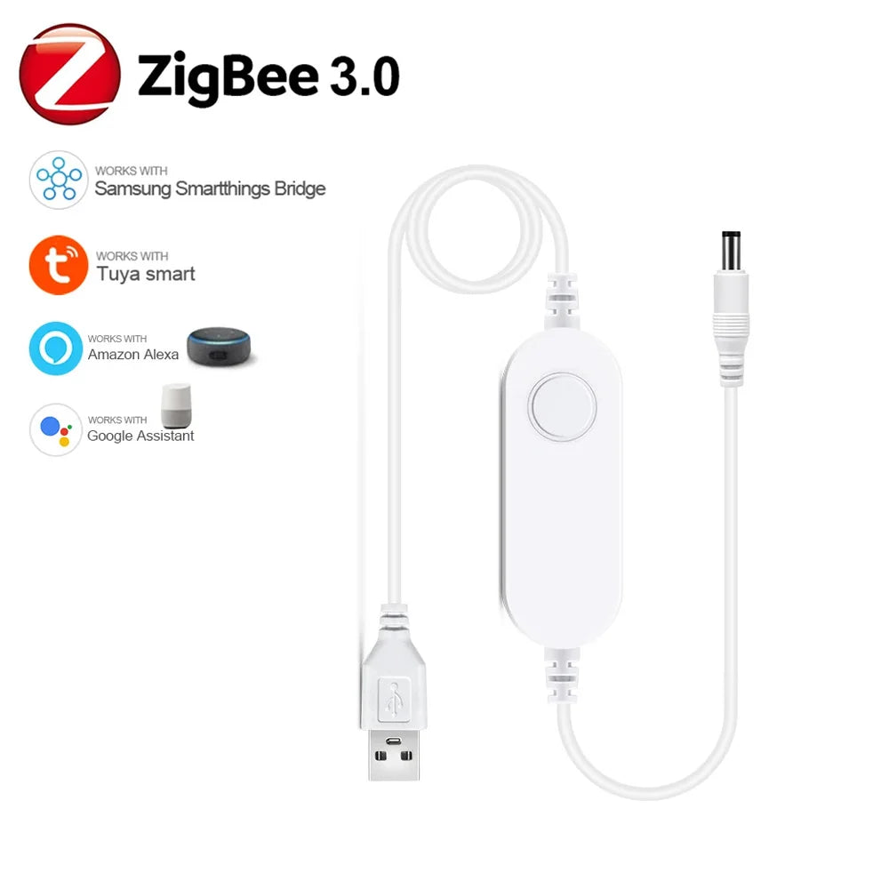 5V USB Tuya Zigbee 3.0 COB LED Strip Light 1m-5m Warm White Flexible Dimmable Lights 320leds/m Home Decoration for Alexa Google