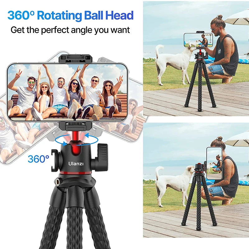 Ulanzi MT-33 Flexible Octopus Tripod for Phone Camera DSLR 2in1 Design Tripod With Phone Holder Side Cold Shoe 1/4'' Screw