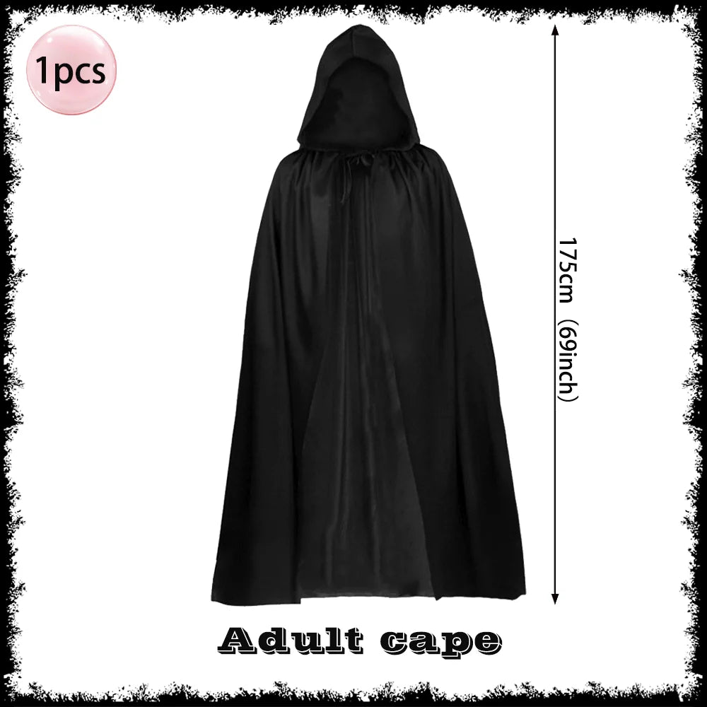 Horror Halloween Grim Reaper Hooded Cloak Skull Scarf Night Glow Gloves Ghost Head Scythe Adult Kids Scary Halloween Decorations