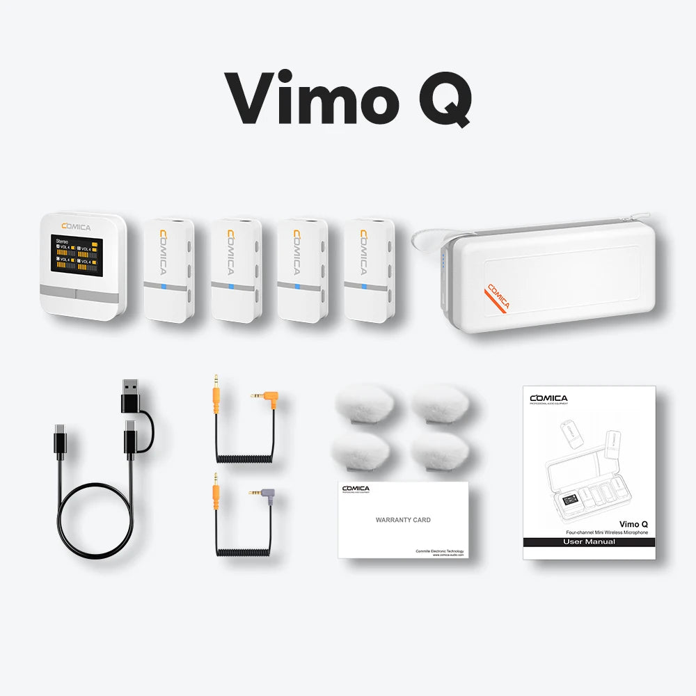 COMICA Vimo Q Four-channel Mini Wireless Microphone Wireless Lavalier Microphone With Charging Case for Camera Smartphone PC