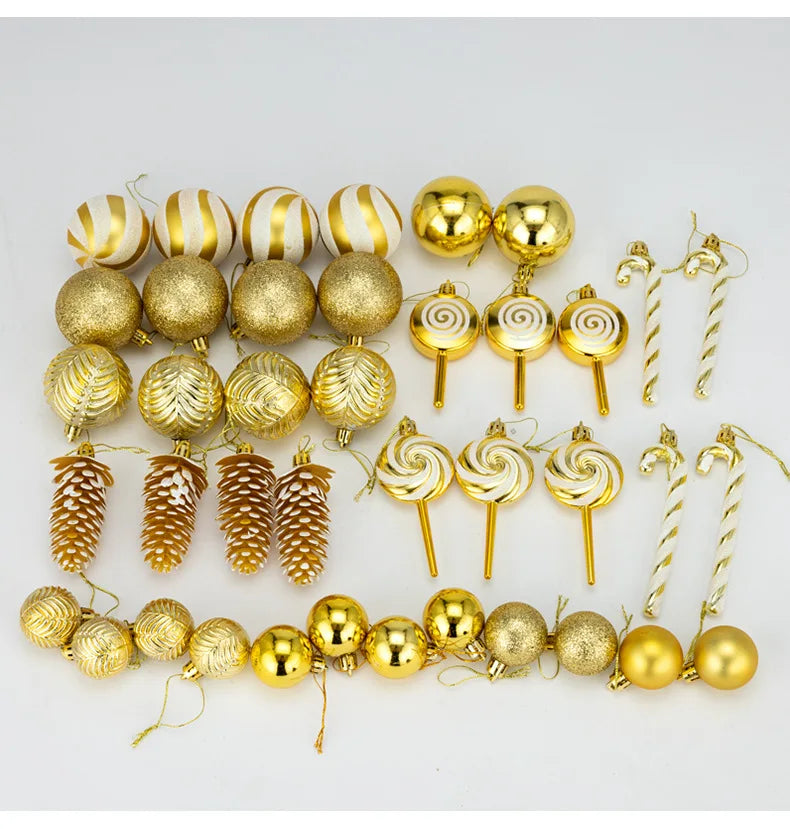29/40/50pcs Silver Red Special-shaped Christmas Ball Ornaments Christmas Tree Party Decoration Christmas Spheres Pendant New