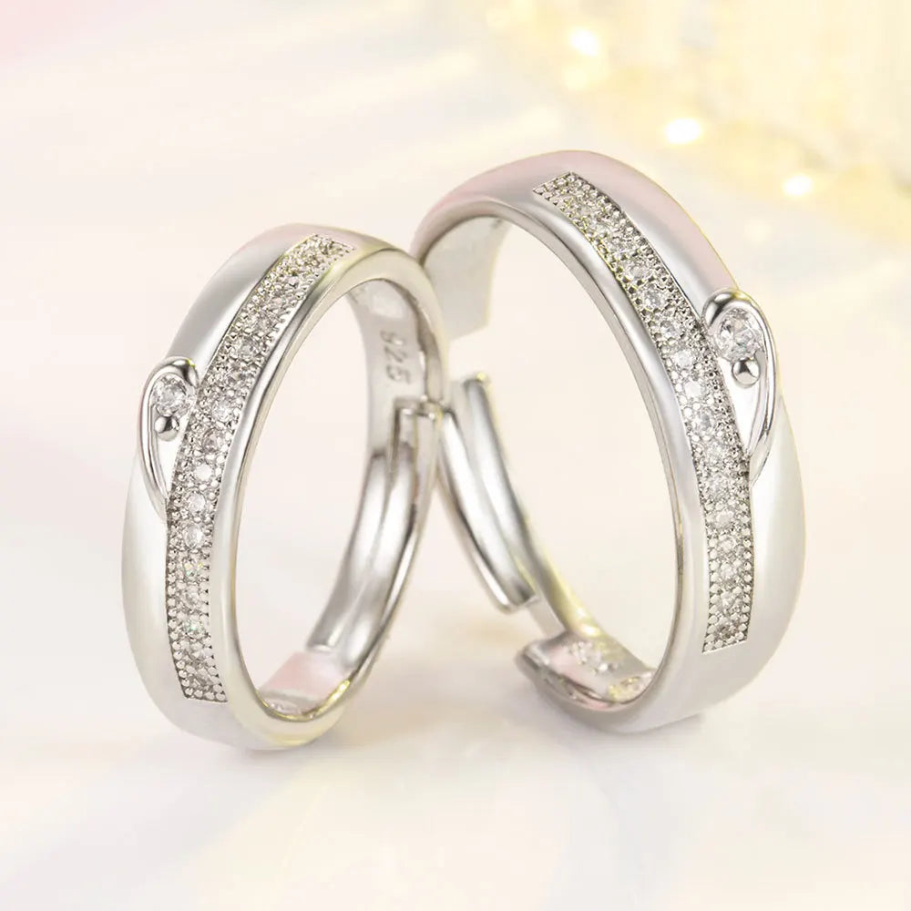 2Pcs 925 Sterling Silver Couples Ring Sets Light Polishing Simple Ring for Woman Man Classic Wedding Fine Jewelry Circle - You Offer