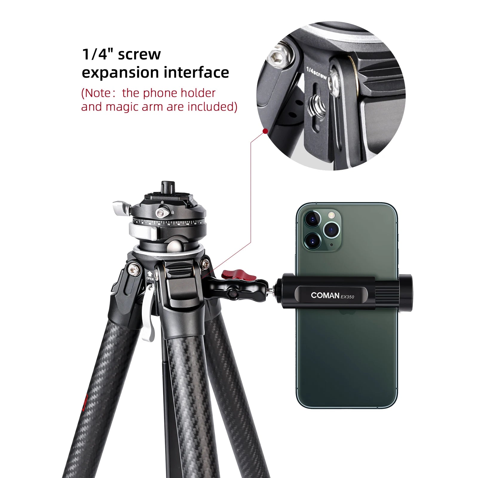 COMAN Zero Series F38 Y V Full Carbon Fiber Tripod Lightweight Travel Stand With Quick Release Plate For DSLR Camera Phone Mount