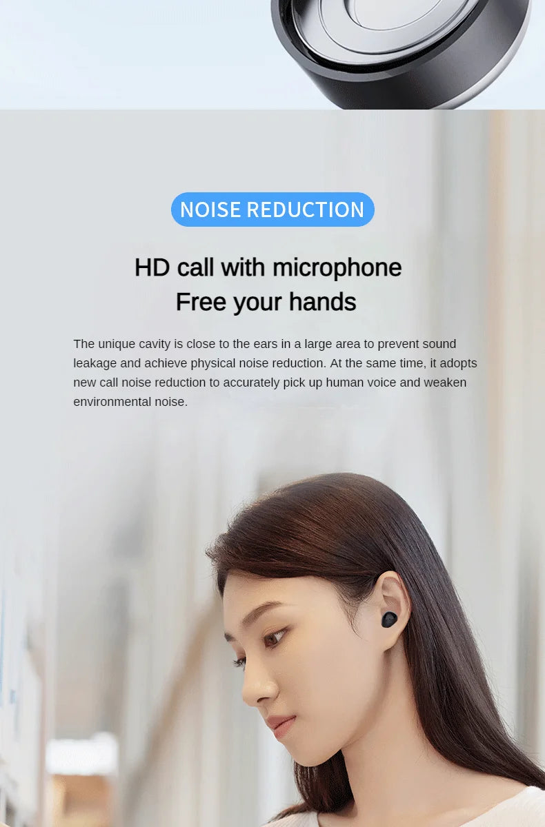 Heavy Bass Sleep Headphones Wireless Bluetooth Earphones With Mic Sports Earbuds Noise Reduction Mini HD Headset For Smart Phone
