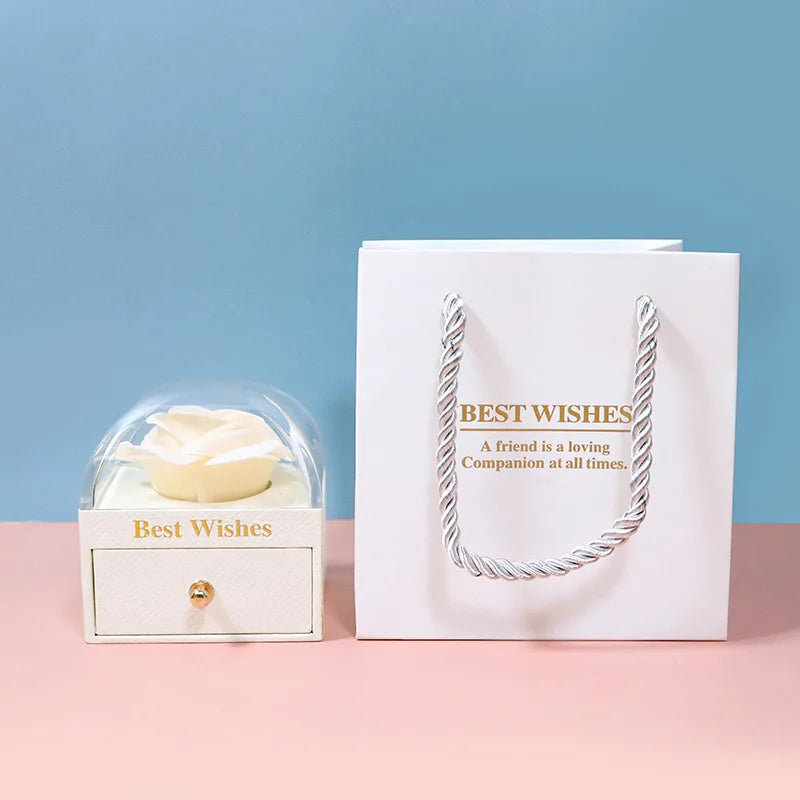 Heart Pendant Necklaces For Women With Rose Flower Gift Box Girlfriend Mother Family Birthday Fashion Romantic Surprise Gifts - You Offer