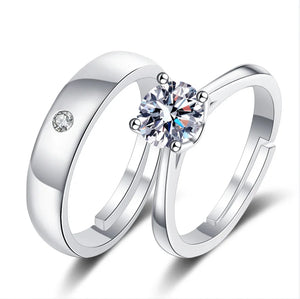 2Pcs 925 Sterling Silver Couples Ring Sets Light Polishing Simple Ring for Woman Man Classic Wedding Fine Jewelry Circle - You Offer
