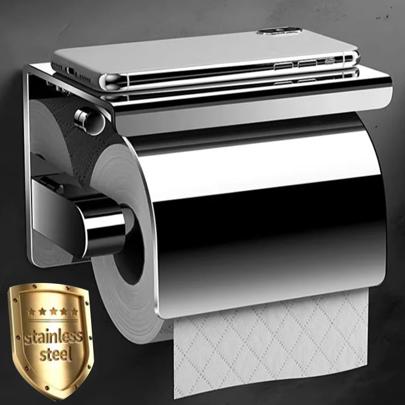 304 Stainless Steel Bathroom Toilet Paper Holder Waterproof Roll Paper Box Tissue Box Holder Bathroom Hardware Accessories