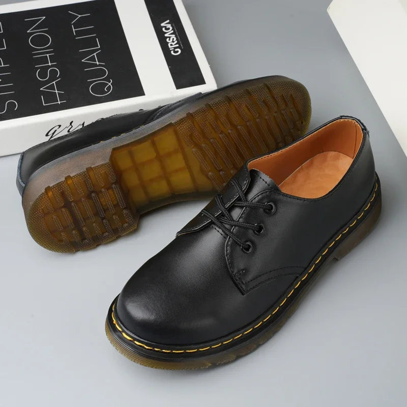 British Style Luxury Shoes Brand Thick Bottom Genuine Leather Oxford Shoes Lace Up Beef Tendon Outsole Work Shoes Casual