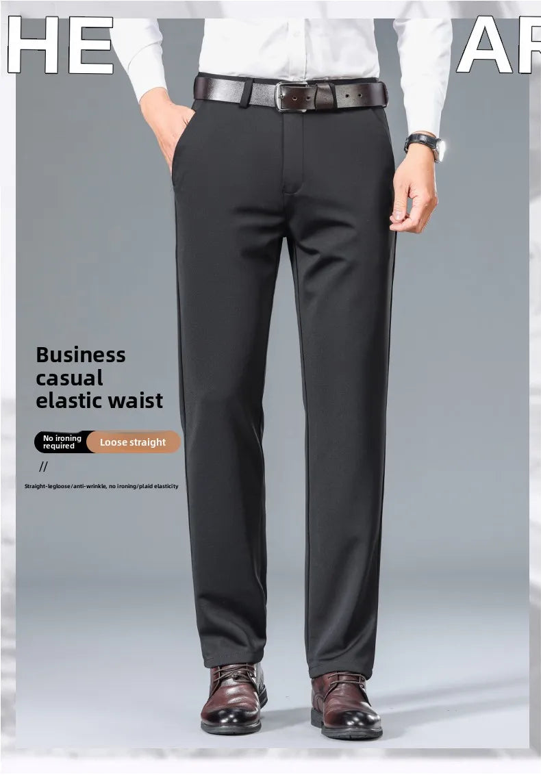 Top Quality New Brand Casual Fashion Long Pants Business Hight Stretch Straight Comfortable Korean Trousers Men Clothing