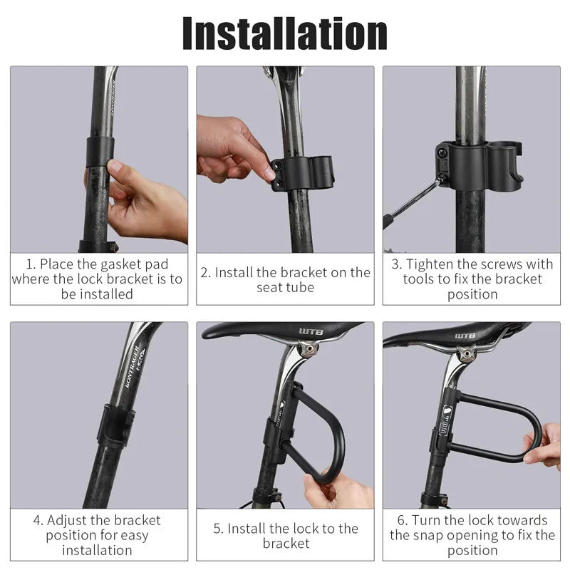 WEST BIKING Bicycle U Lock MTB Road Bike Padlock Portable Anti-theft Safety Motorcycle Scooter Cycling Lock Bicycle Accessories - You Offer