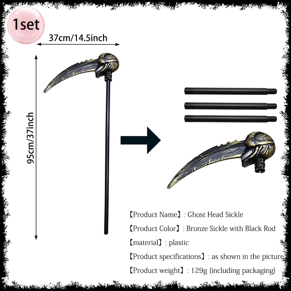 Horror Halloween Grim Reaper Hooded Cloak Skull Scarf Night Glow Gloves Ghost Head Scythe Adult Kids Scary Halloween Decorations