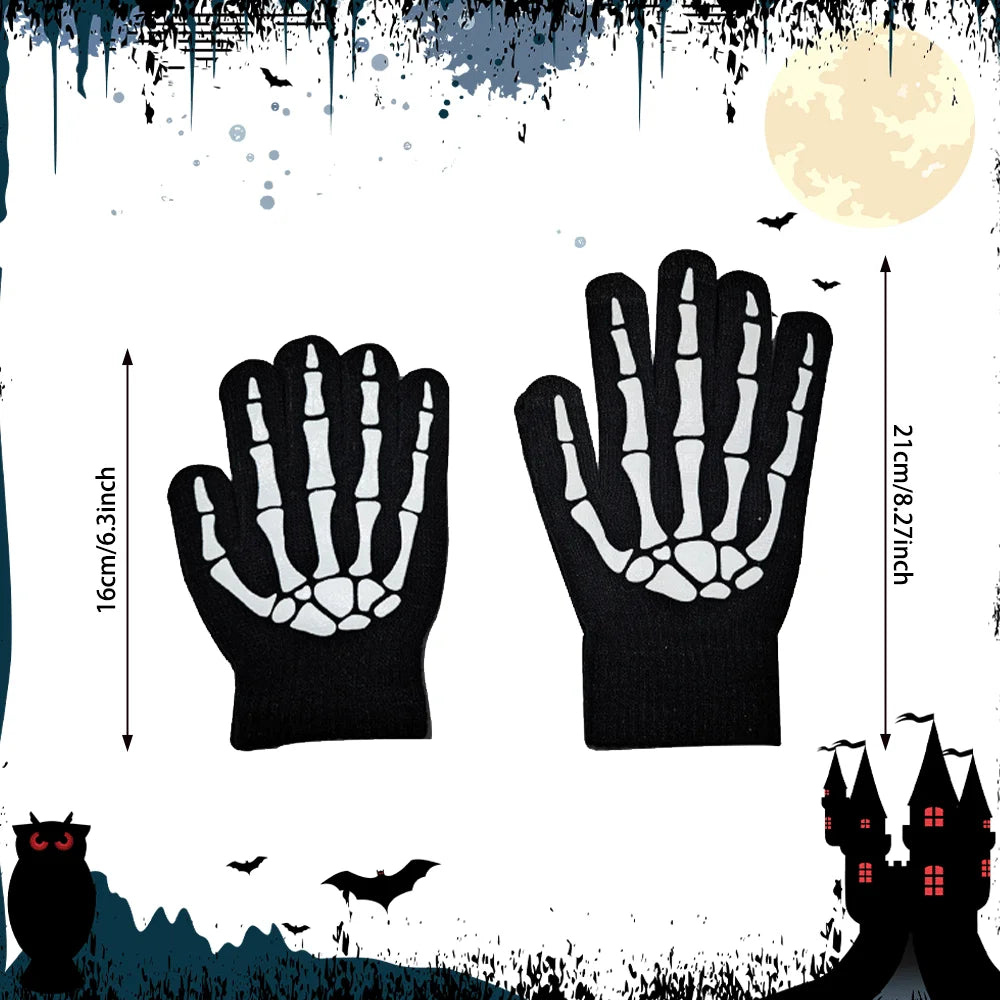 Horror Halloween Grim Reaper Hooded Cloak Skull Scarf Night Glow Gloves Ghost Head Scythe Adult Kids Scary Halloween Decorations