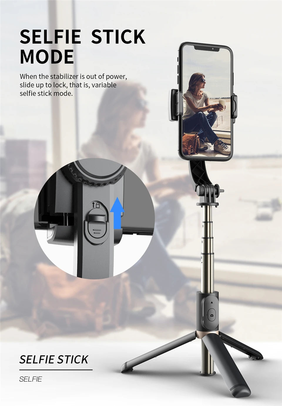 FGCLSY 2024 New Gimbal Stabilizer Selfie Stick Wireless Foldable Tripod with Bluetooth Shutter Monopod for IOS Android