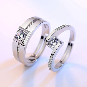 2Pcs 925 Sterling Silver Couples Ring Sets Light Polishing Simple Ring for Woman Man Classic Wedding Fine Jewelry Circle - You Offer