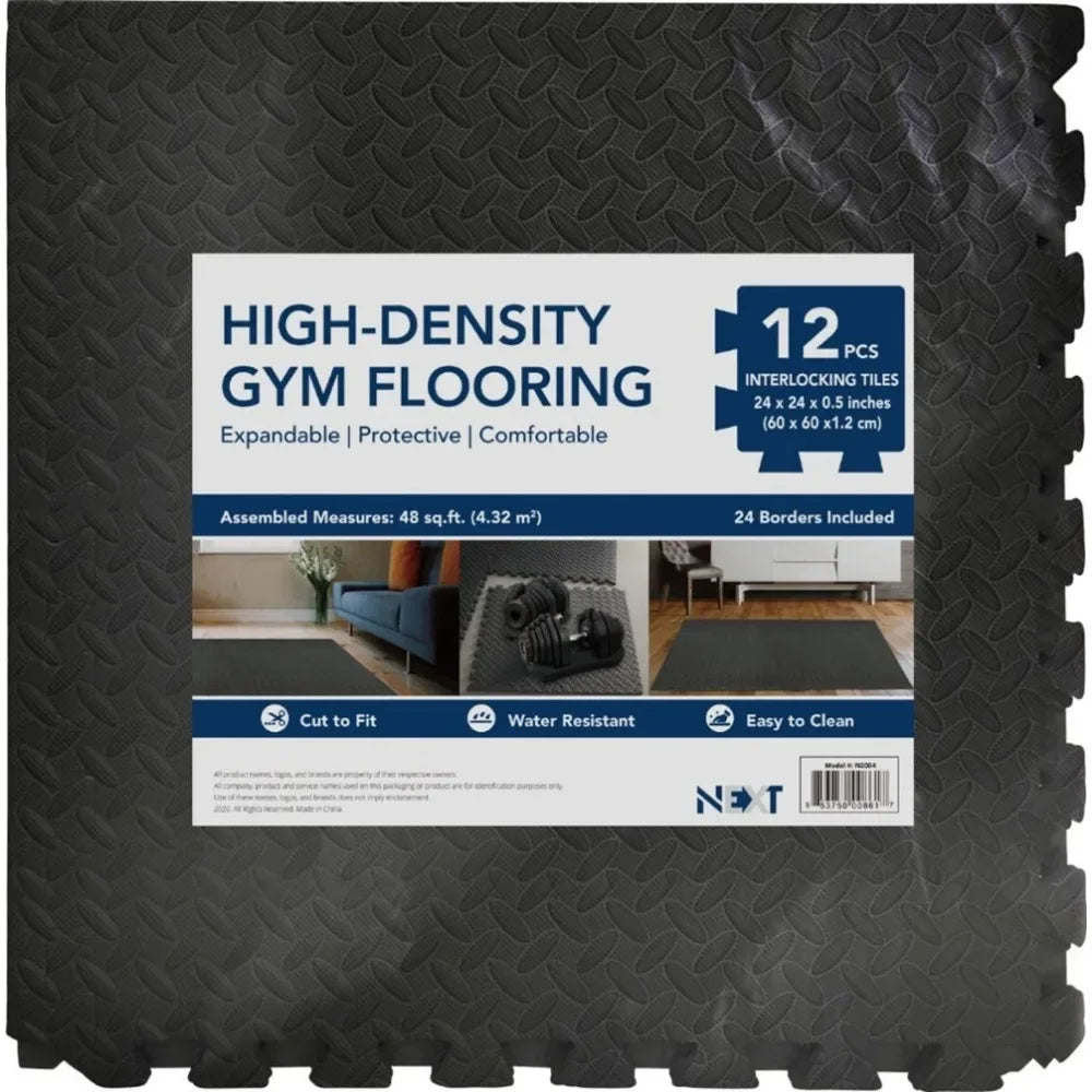 48ft Gym Flooring Exercise Mats - Black - You Offer