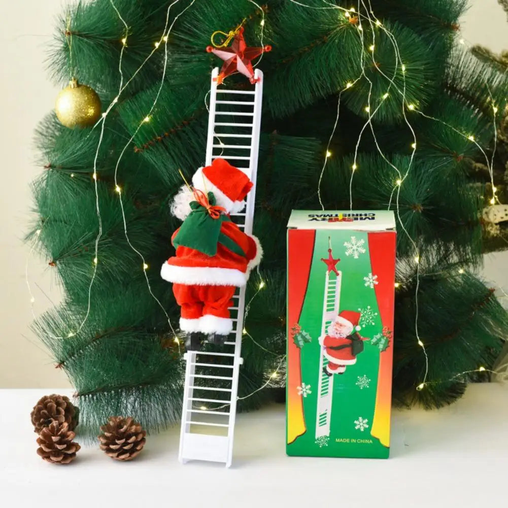 2025 Santa Claus Doll Climbing Ladder with Music Doll, Christmas Tree Ornaments Decorations For Home Navidad New Year Kids Gift