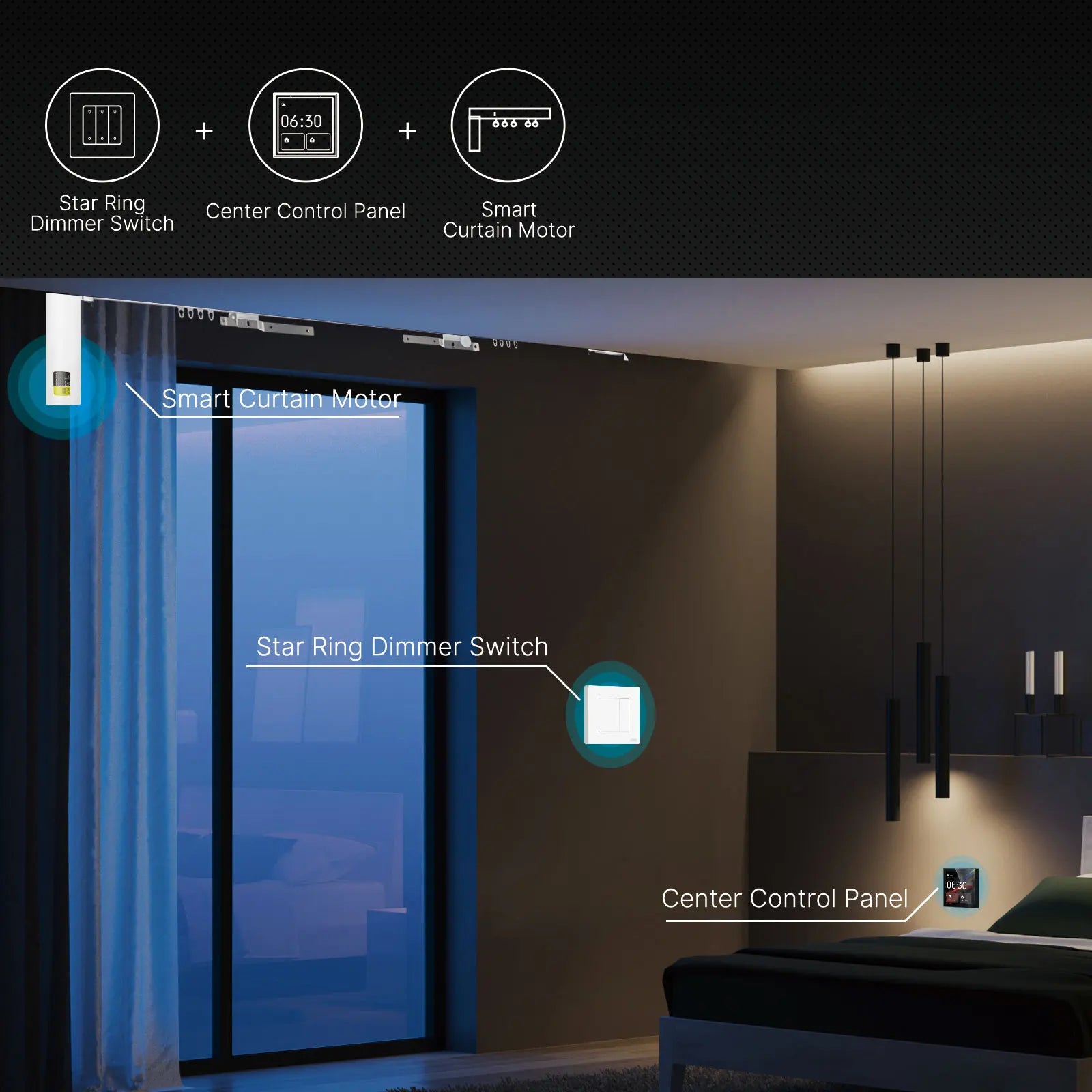 MOES Star Ring Series ZigBee Smart Dimmer Switch for Light Dimming Smart Life APP Work with Alexa Google Home Dimmable 1-3Gang - You Offer