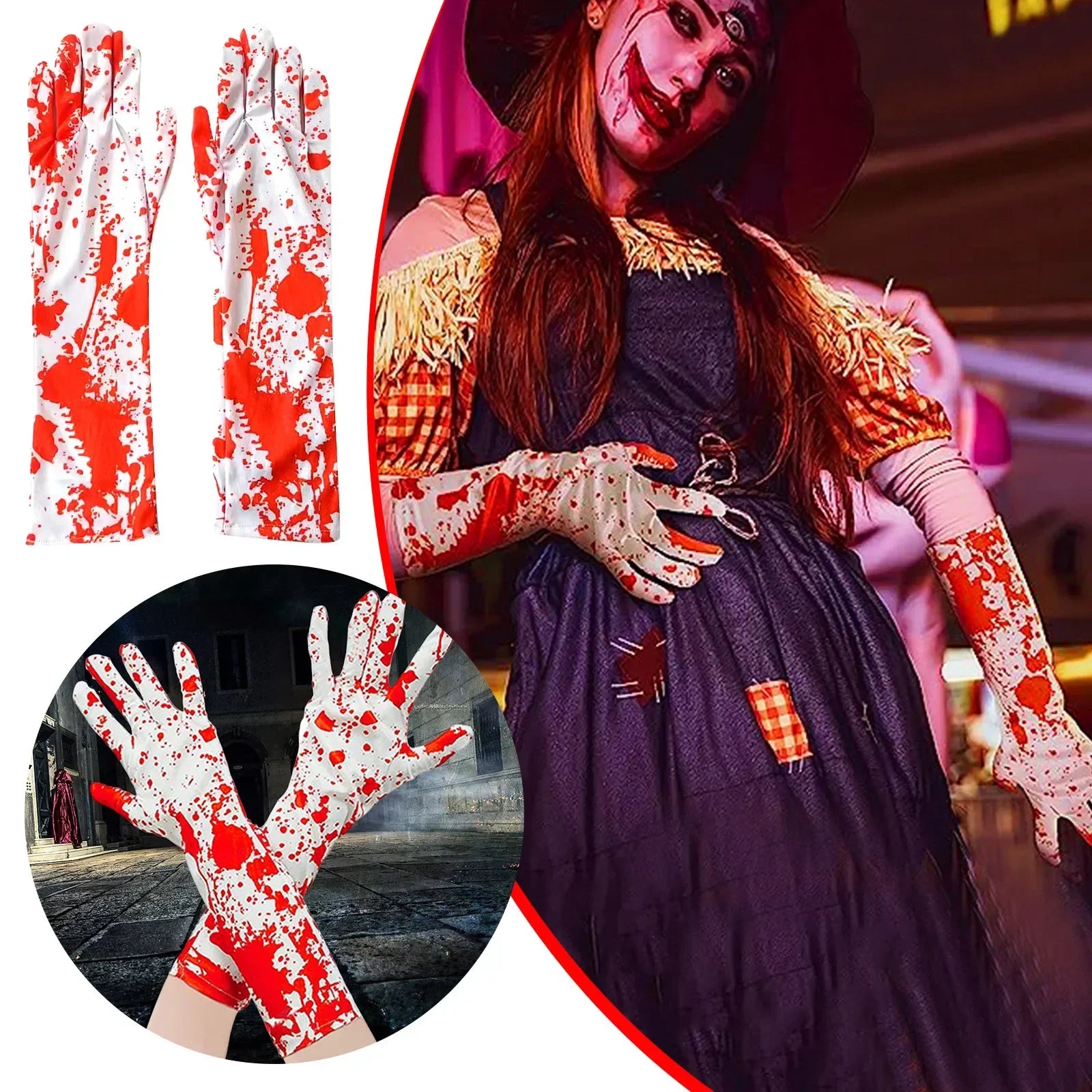 Halloween Gloves Scary Atmosphere Decorated Blood Gloves Blood Socks Party Costume Blood Mark Props Halloween Decorative Prop