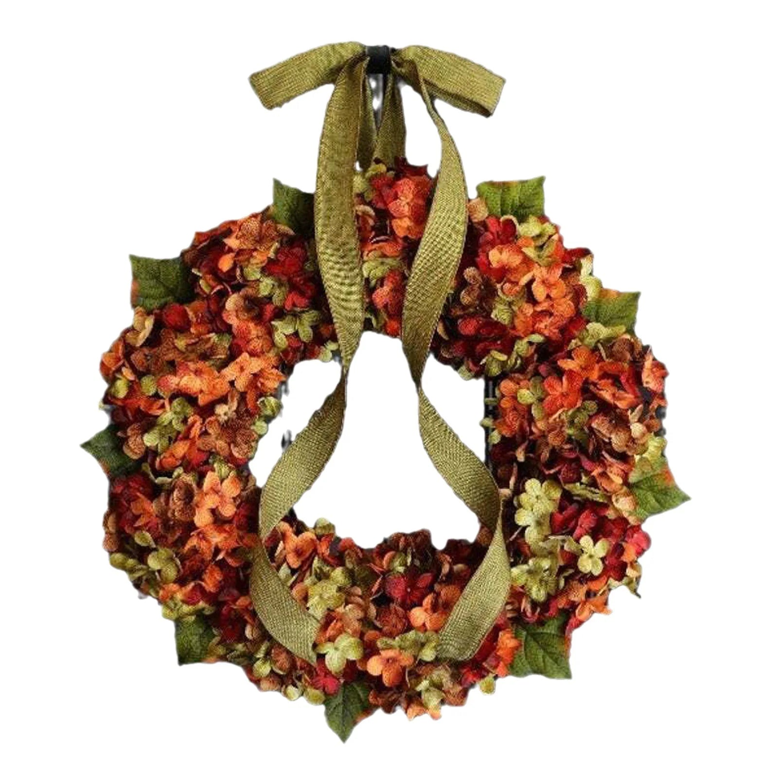 1pc Elegant Autumn Hanging Wreath with Hydrangea Flowers - Classic Style, Wall-Mounted,Ideal for Thanksgiving & Home Decor