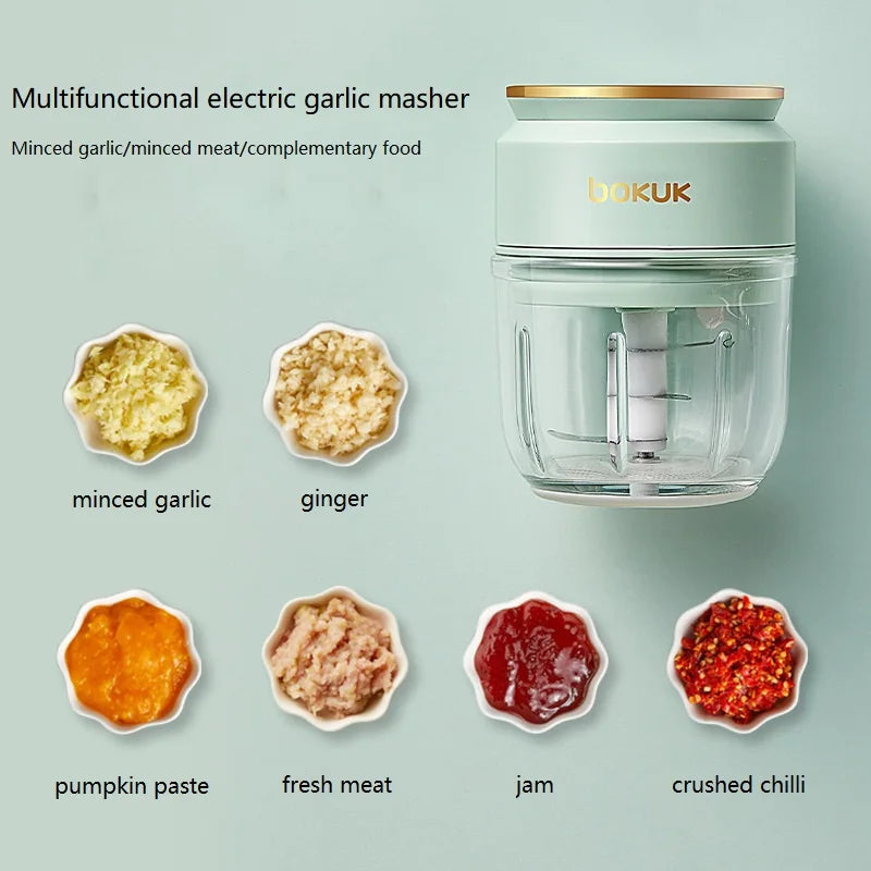 Mi Glass Electric Garlic Crusher Portable Fresh Meat Chopper USB Charging Ginger Chili Vegetable Masher Machine Kitchen Tool