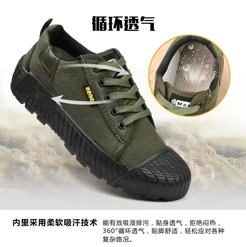 Mens Canvas Shoes Outdoor Breathable Work Shoes Non Slip Casual Sneakers for Male Soft Sole Walking Flats Zapatos Casuales