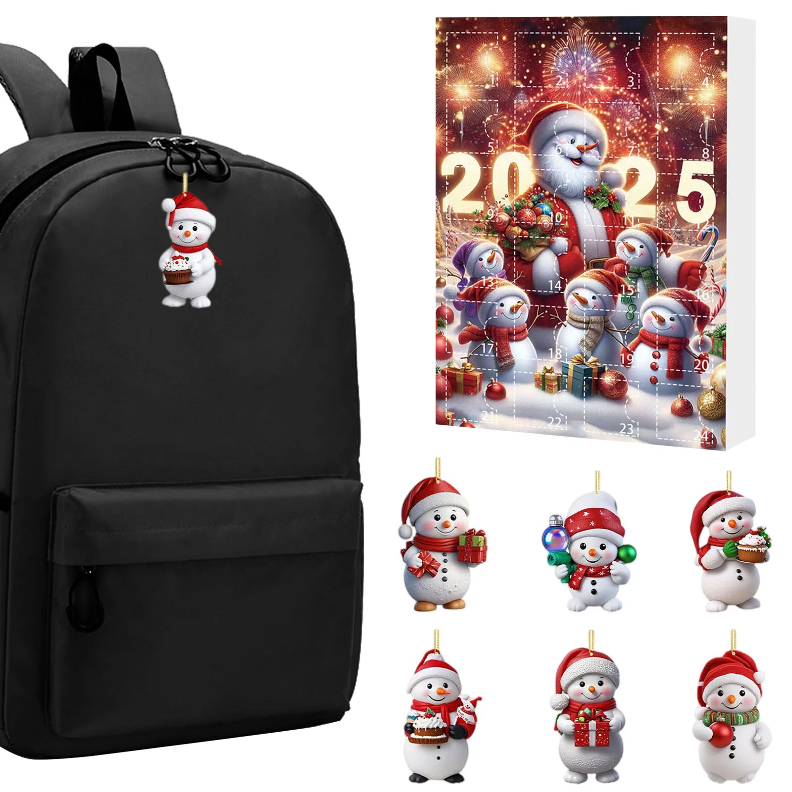 Snowman 24 Days Christmas Countdown Calendar Xmas Tree Snowman Pendant Ornaments Xmas Advent Calendar Xmas Gifts for Kids