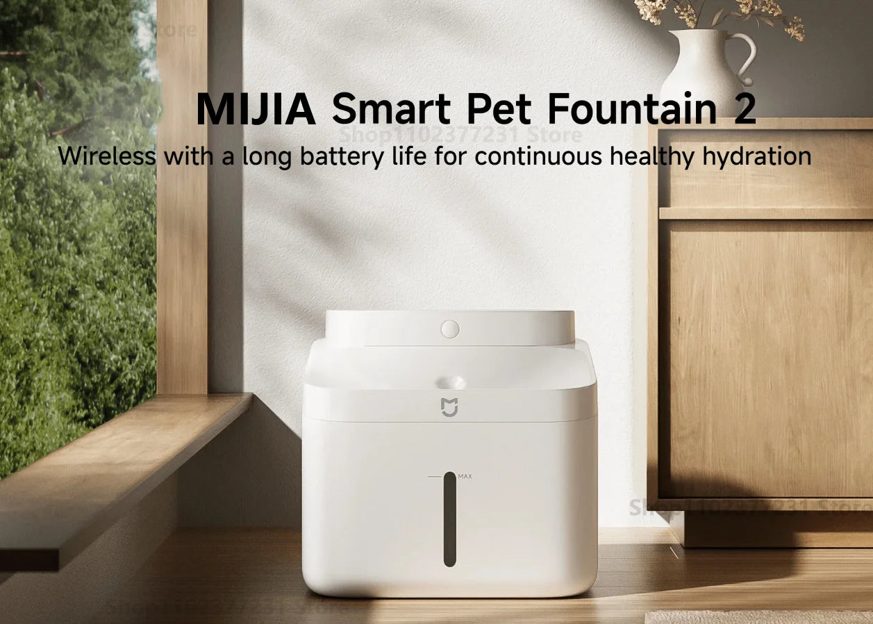 Xiaomi Mijia Smart Pet Drinking Fountain 2 3L Capacity Wireless Water Pump Automatic Sensing Cats and Dogs Long Battery Life