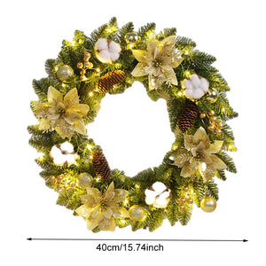 2025 Christmas Wreath with LED PVC Berry Ball Christmas Wreath Window Door Wall Ornament Decorations Home Halloween Decor Gifts