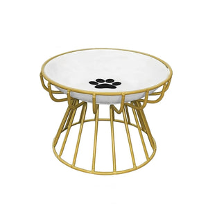 2024 New Pet Ceramic Bowl Iron Rack Cat Food Snacks Canned Plate Anti-Black Chin Anti-Turning Water Does Not Leak Easy To Eat