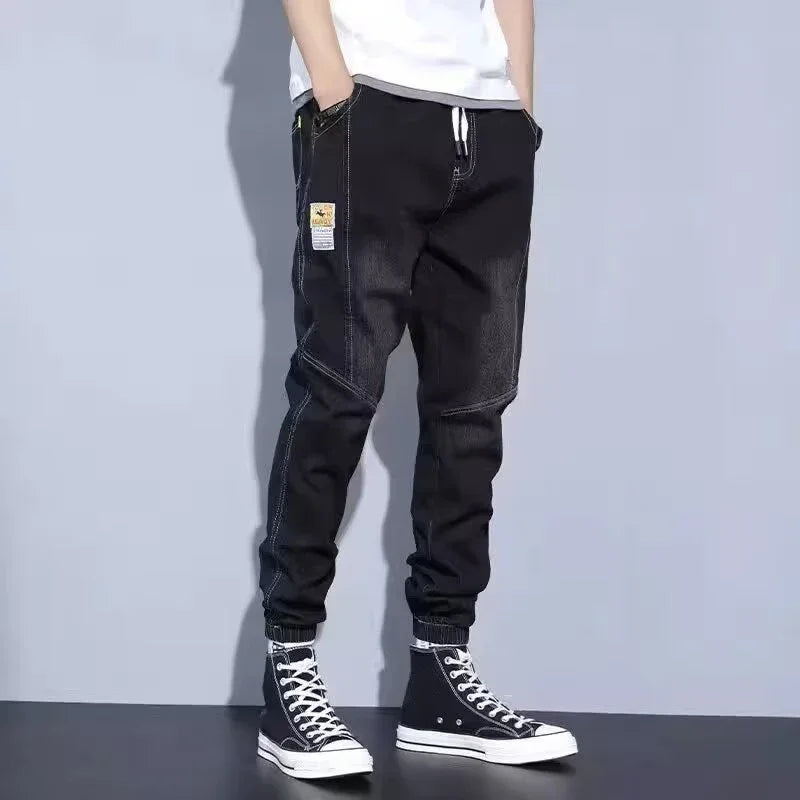 Western Style Men Streetwear Denim Jogger Pants New Spring Autumn Black Blue Cargo Jeans Men Baggy Harem Jean Trousers Plus Size - You Offer