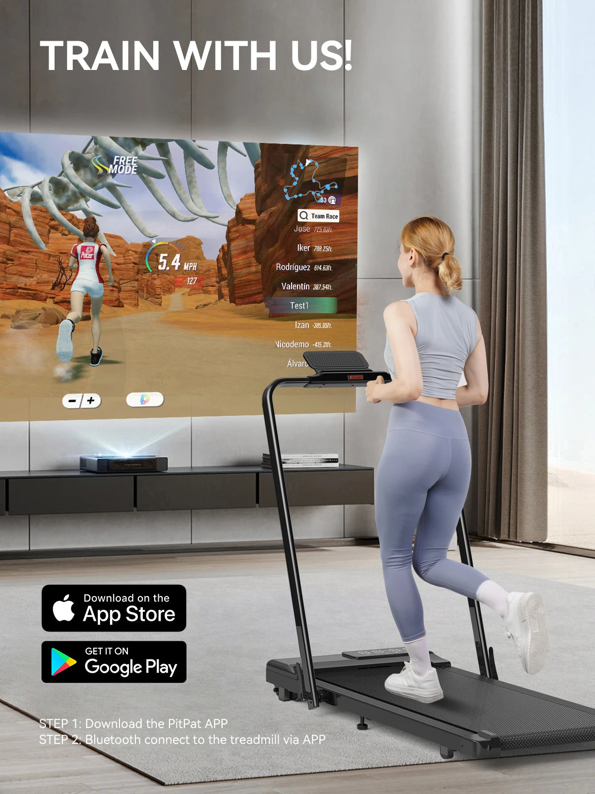 3in1 Treadmill Exercise Machine LED Touch Screen with Remote Control Foldable Walkingpad Portable Under Desktreadmills for Home