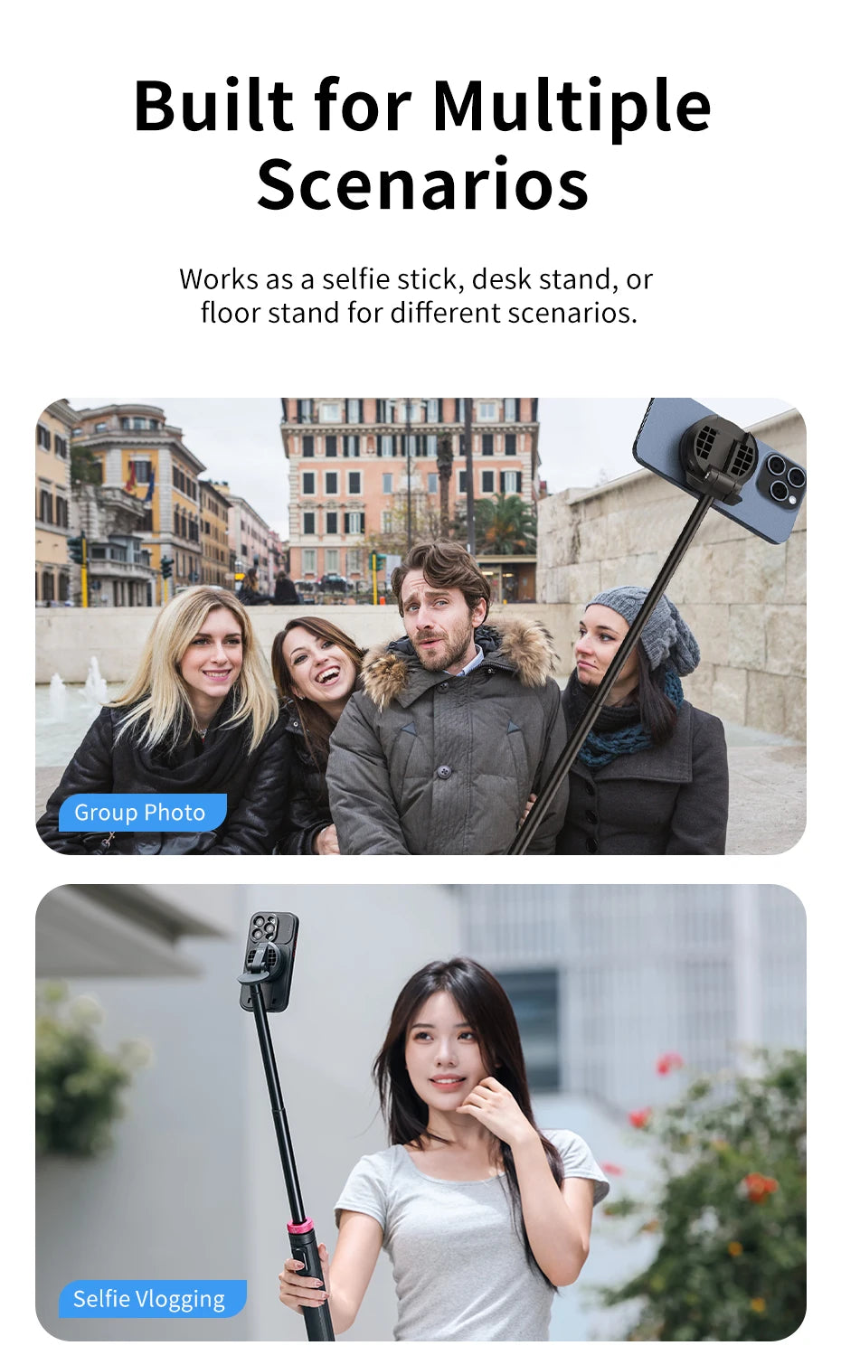 Ulanzi MT-84 1.53m Magnetic Tripod 360° Rotation Smartphone Extension Tripod for Selfie Live Streaming Vlog 10m Remote Control
