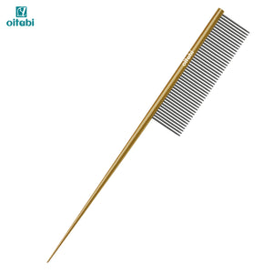 Oitabi Precision Tail Comb made with Bimetal, Finishing and Fluffing Comb for Grooming Paws Face and Tail | Tear Stain Removal