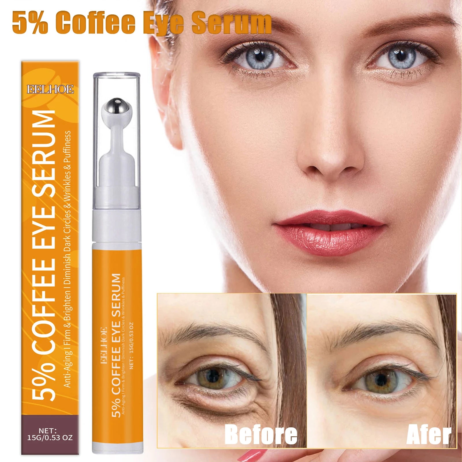 Anti-Wrinkle Eye Serum Roller Fade Eye Fine Line Collagen Lightens Dark Circles Bags Puffiness Tighten Under Eyes Skin Care
