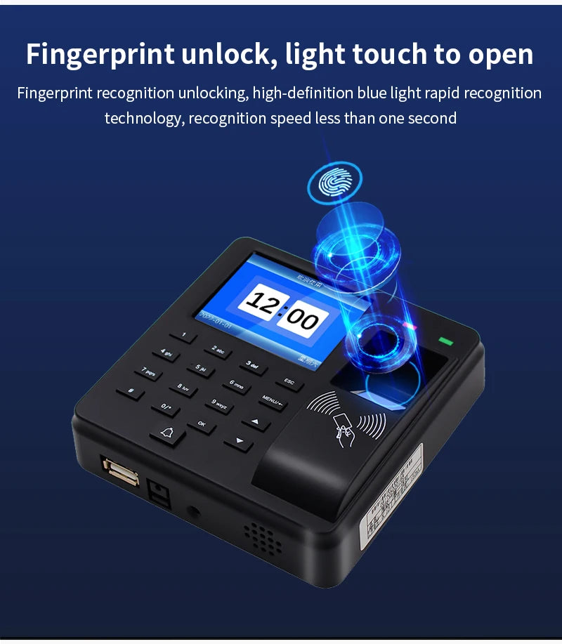 125Khz RFID Biometric Fingerprint Time Attendance Clock Recorder Employe Recognition Check in Time Recording Door Access Control