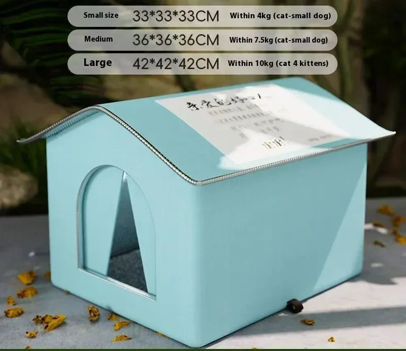 Stray Cat's House Waterproof Outdoor Feral Cat Houses FoldableTent Portable Travel Cold Resistant Pet House Winter Warm Outsid