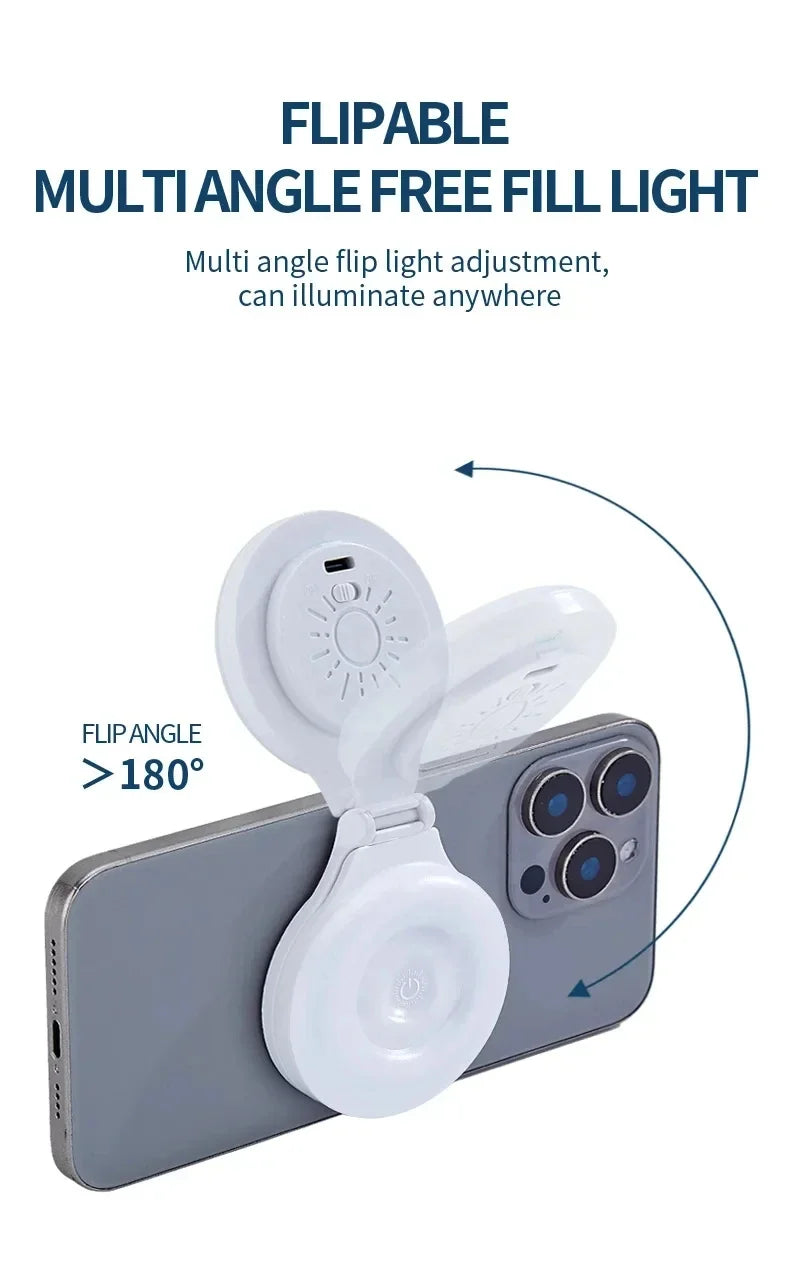 Pocket Magnetic LED Selfie Light For IPhone IPad Mobile Phone Laptop Flash Fill Video Photo Ringlight Photography Lamp