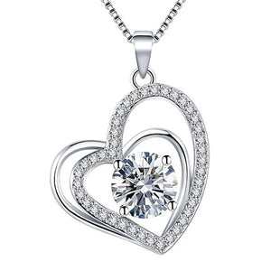 CAOSHI Eternal Heart Shaped Necklace Sparkling Zirconia Accessories for Lady Chic Simple Style Jewelry Romantic Confession Gifts - You Offer