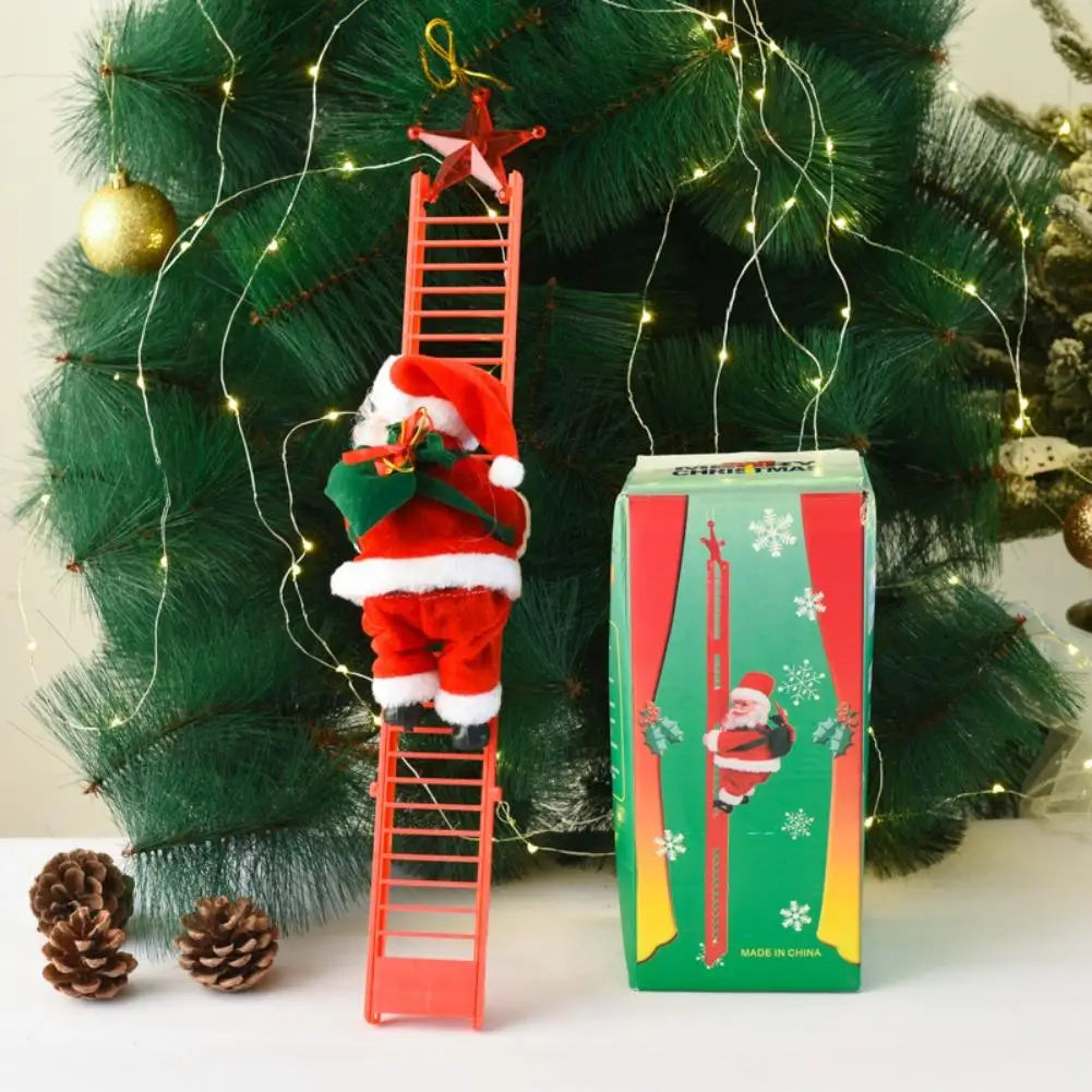 2025 Santa Claus Doll Climbing Ladder with Music Doll, Christmas Tree Ornaments Decorations For Home Navidad New Year Kids Gift