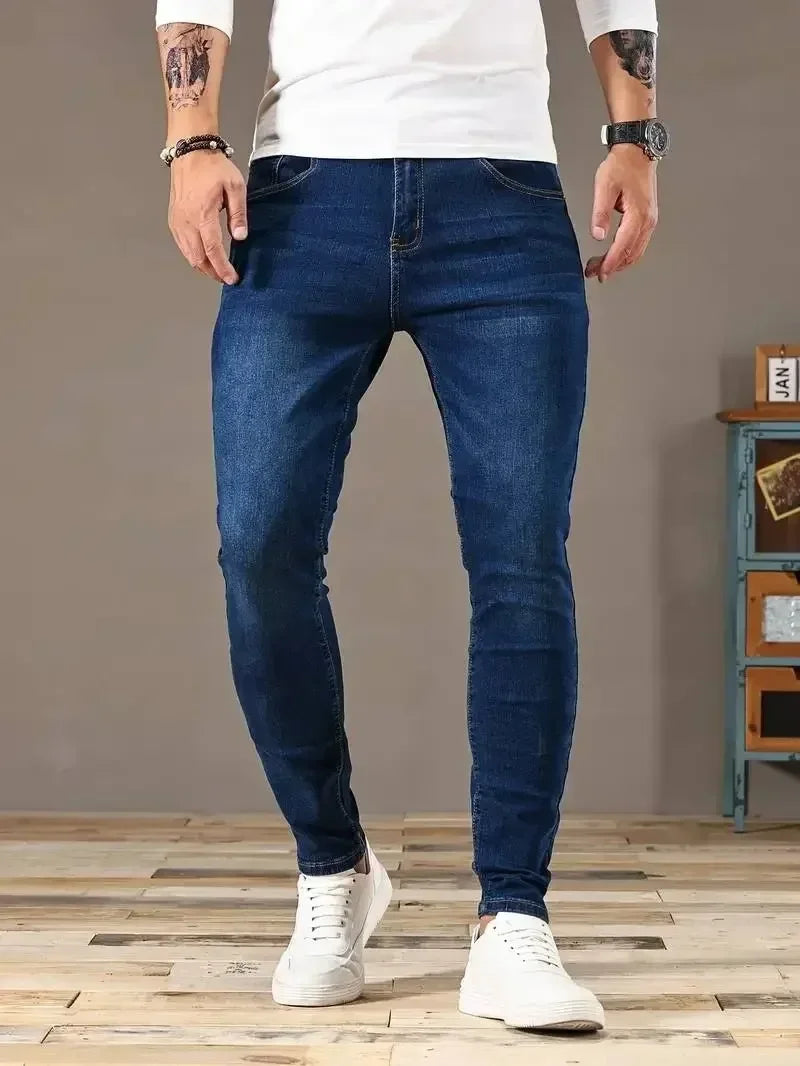 2025 - 2026 Spring New Mens Slim Fit Classic Skinny Jeans Casual Street Style Casual Mens Skinny Jeans Male Slim Fit Pencil Denim Blue - You Offer