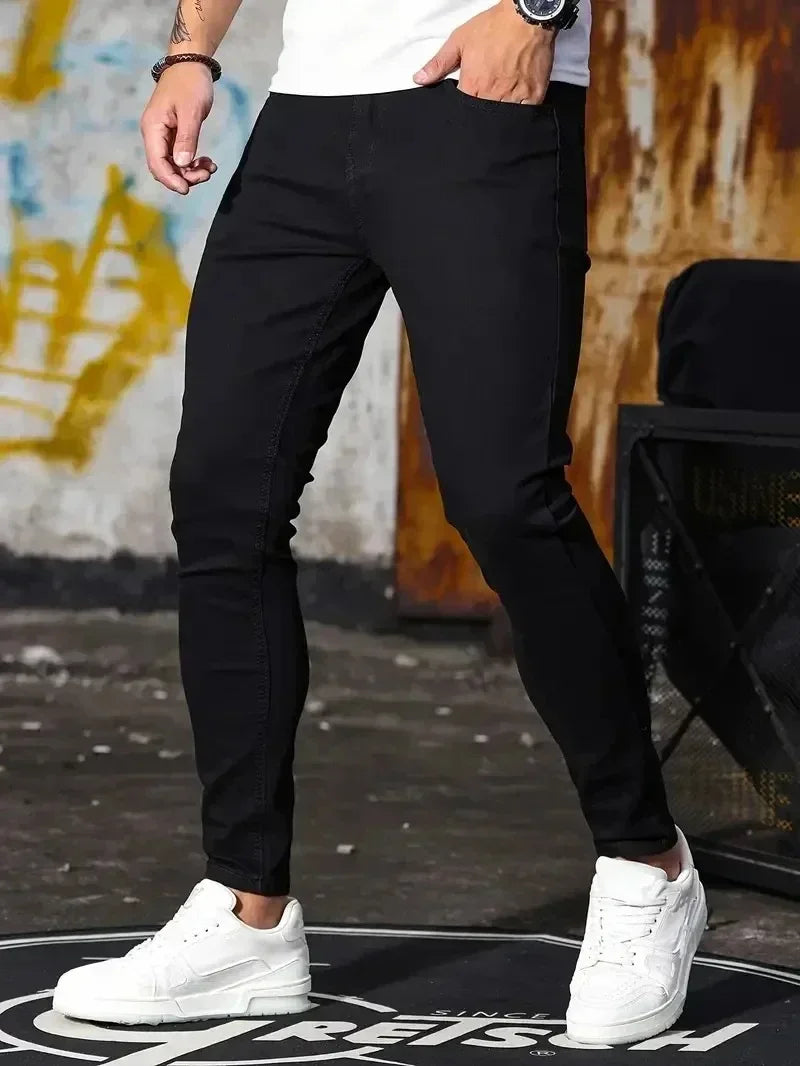 2025 - 2026 Spring New Mens Slim Fit Classic Skinny Jeans Casual Street Style Casual Mens Skinny Jeans Male Slim Fit Pencil Denim Blue - You Offer