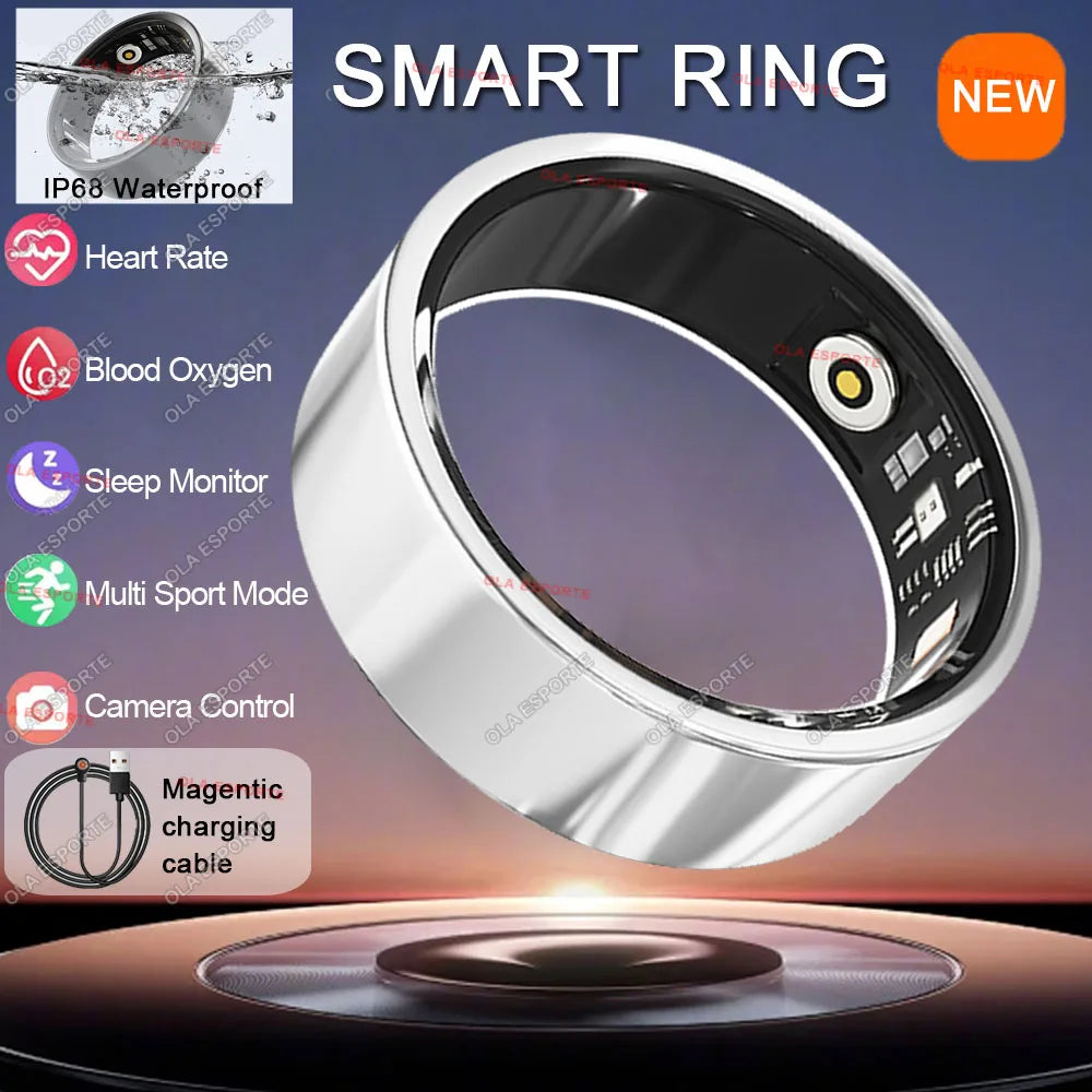 2025 New Smart Ring Men Women Camera Control Heart Rate Blood Oxygen Monitor Smartring IP68 & 5ATM Waterproof Multi-sports Modes