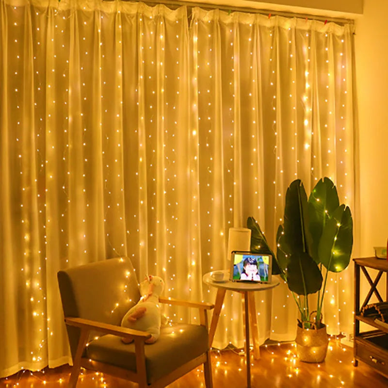 4/6M/8 Mode Curtain Garland on The Window USB Power Fairy Lights Festoon with Remote New Year Garland Led Lights Christmas Decor